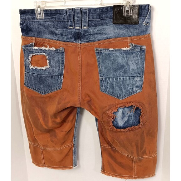 Vtg Y2K Shorts Jorts 36 Denim Acid Wash Loose Skater Grunge HipHop Distressed - Picture 7 of 12